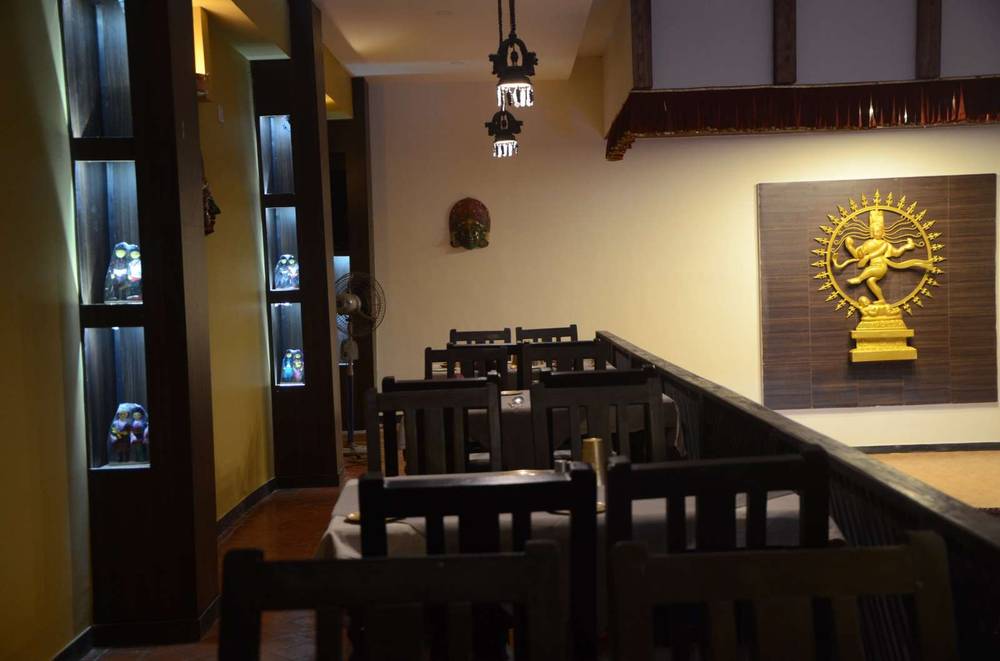 Upper gallery dining balcony overlooking the main hall