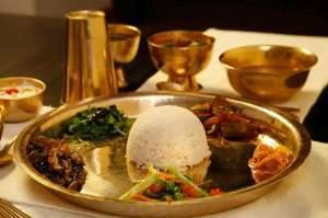 Nepali dinner set, plated on brass